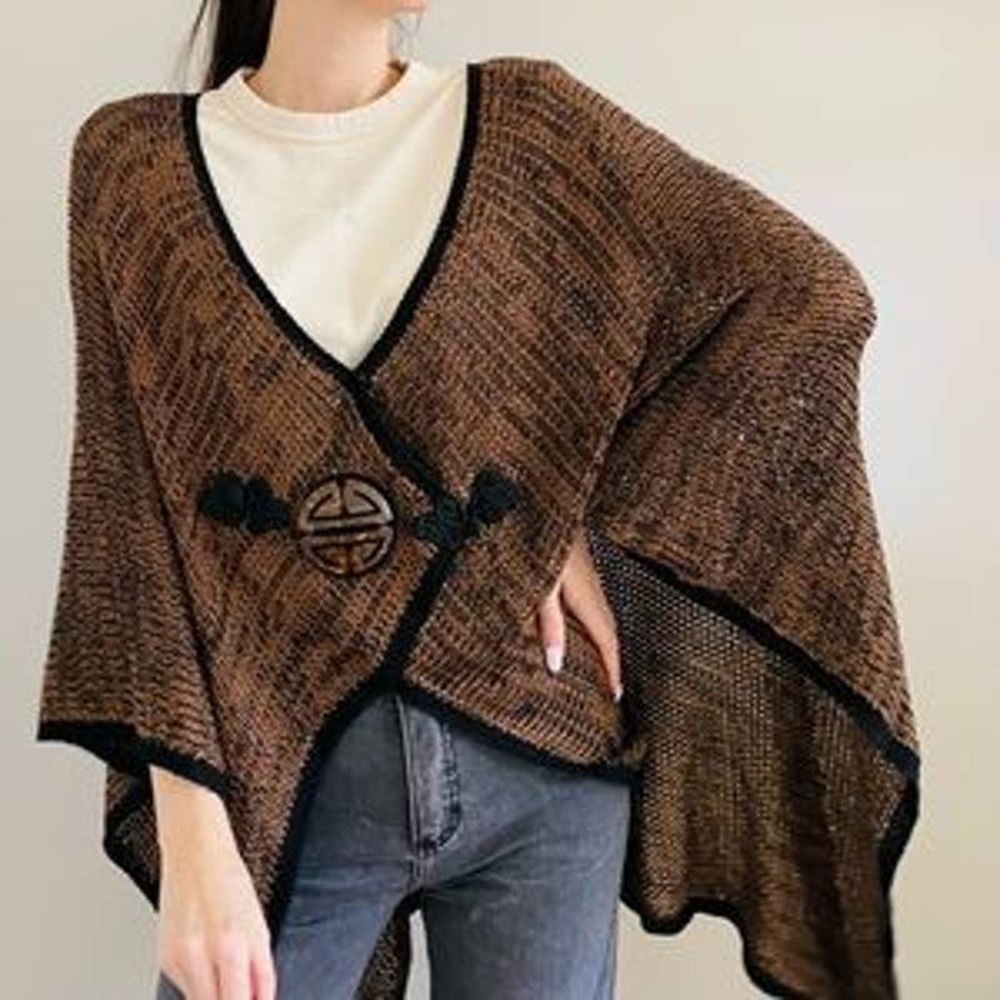 Soft Surrounding Knit Crochet Casual Cape One Size